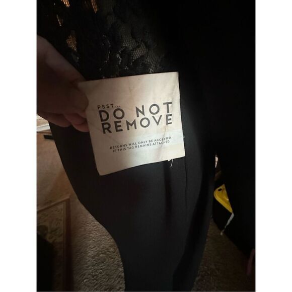 Fame and Partners Women's Asymmetrical Lace V-Back Maxi Dress Black Size 20 NWT - Picture 8 of 16